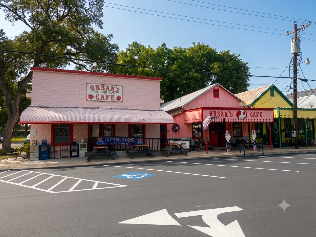Orsak's Cafe storefront on the historic Fayetteville square